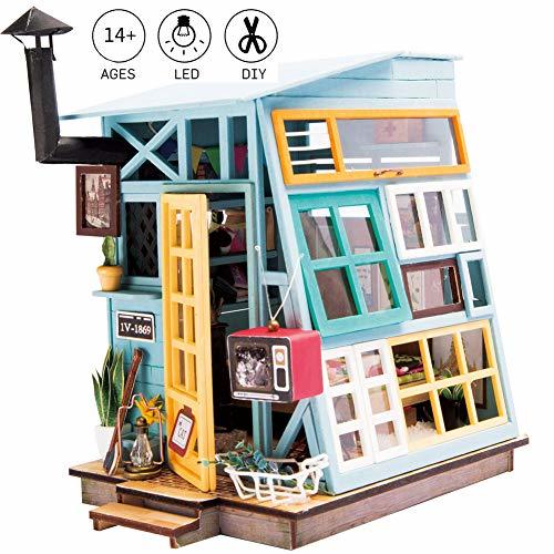 Rolife Miniature Dollhouse Kit Wooden Hut with Furniture Furniture
