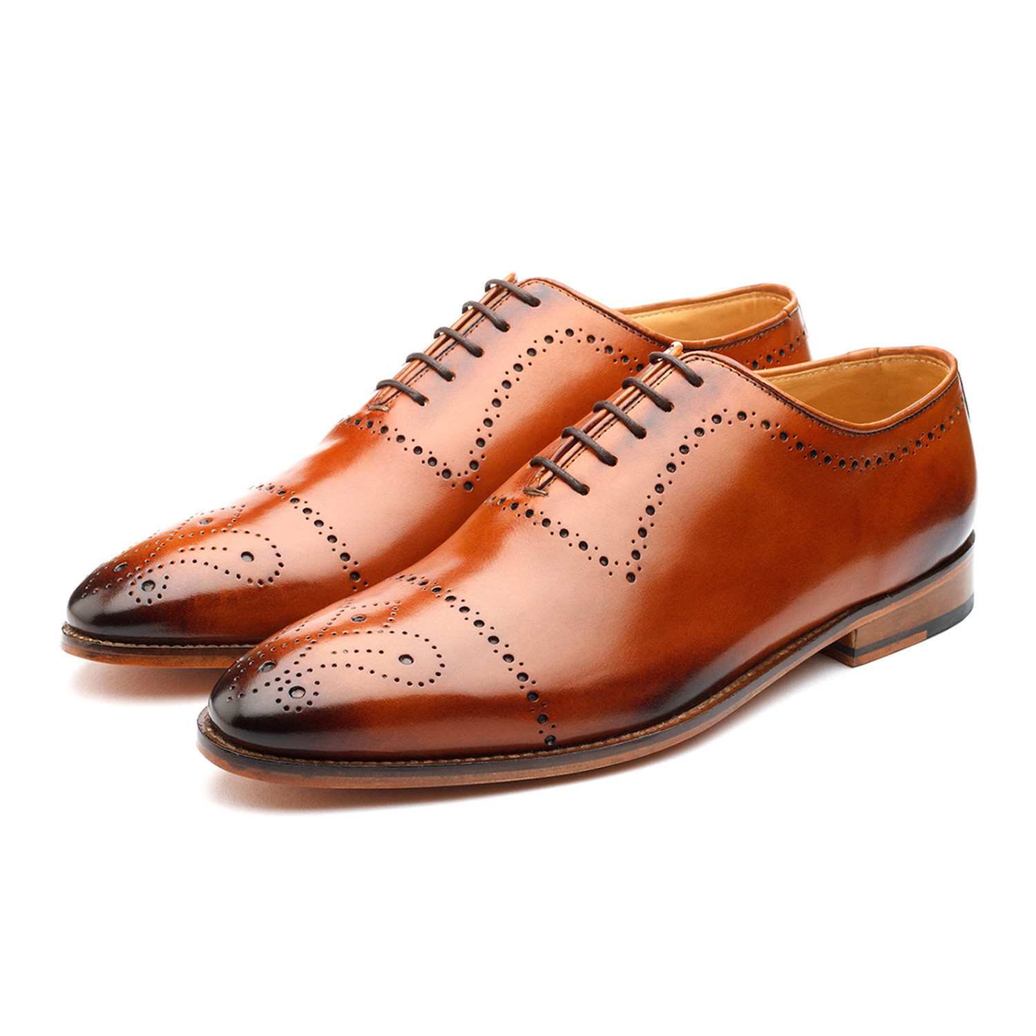 Tan Color Brogues Cap Toe Superior Leather Men Formal Dress Lace Up Shoes Men