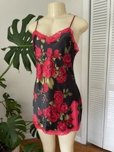 Vintage Victoria&#39;s Secret Red Roses Nightgown Second Skin Satin Y2K Ling... - $34.64