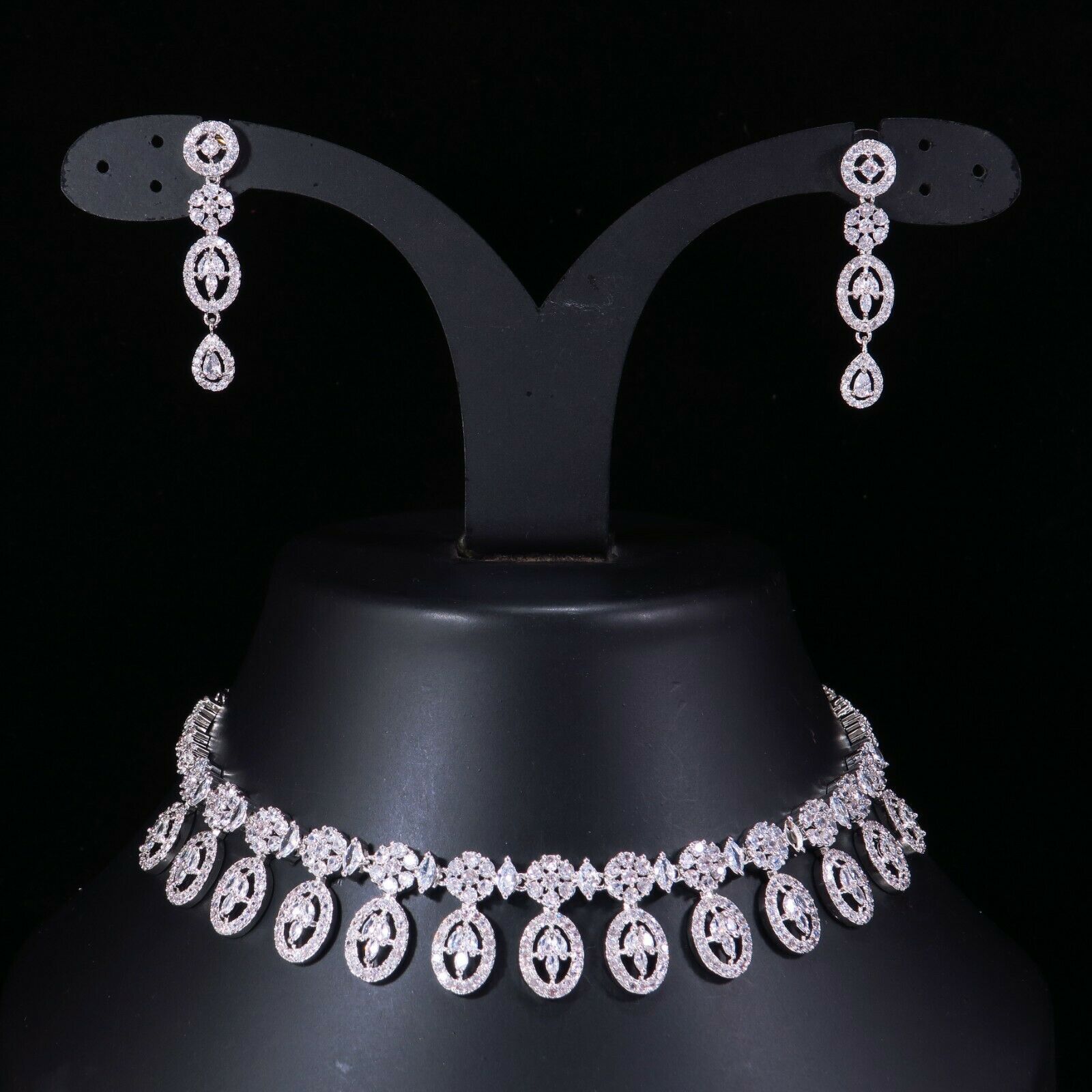 Indian Traditional Metal Stylish Cz Necklace Set jewellery For Women Bridal