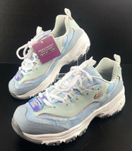 Skechers D Lites Luscious Chic Light Blue White Women Casual Chunky Size 6.5 - $59.39