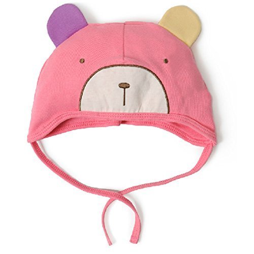 Baby Bear Hat Toddler Soft Hat Infant Cotton Hat 0-18Months (Light Red)