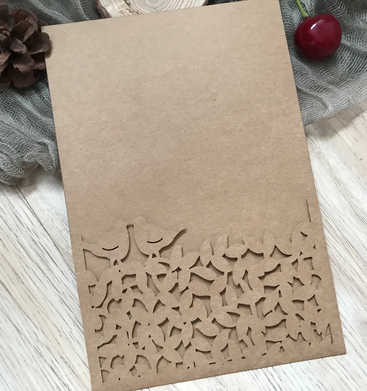 kraft paper Pearl Laser Cut Menu Cards,Pocket laser cut Invitations
