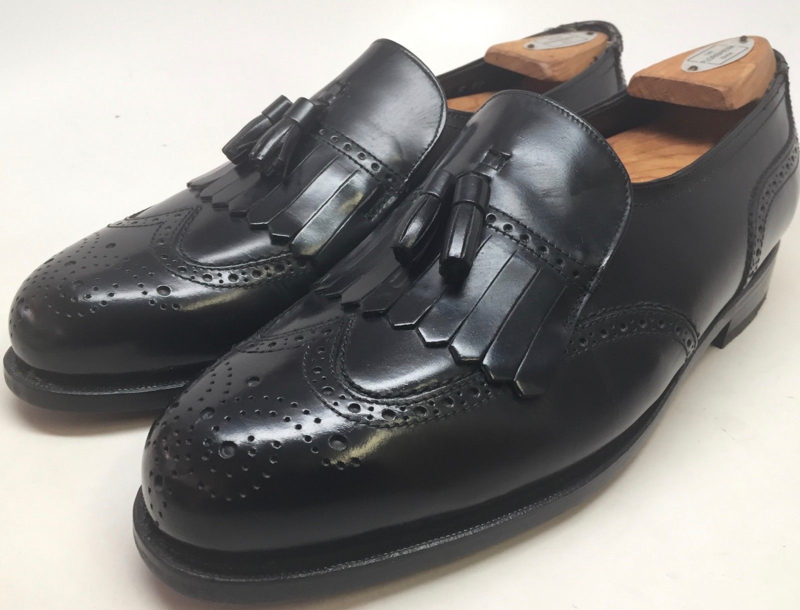 FLORSHEIM Men's Black Leather WingTip Kiltie Tassel Loafers Size 9D ...