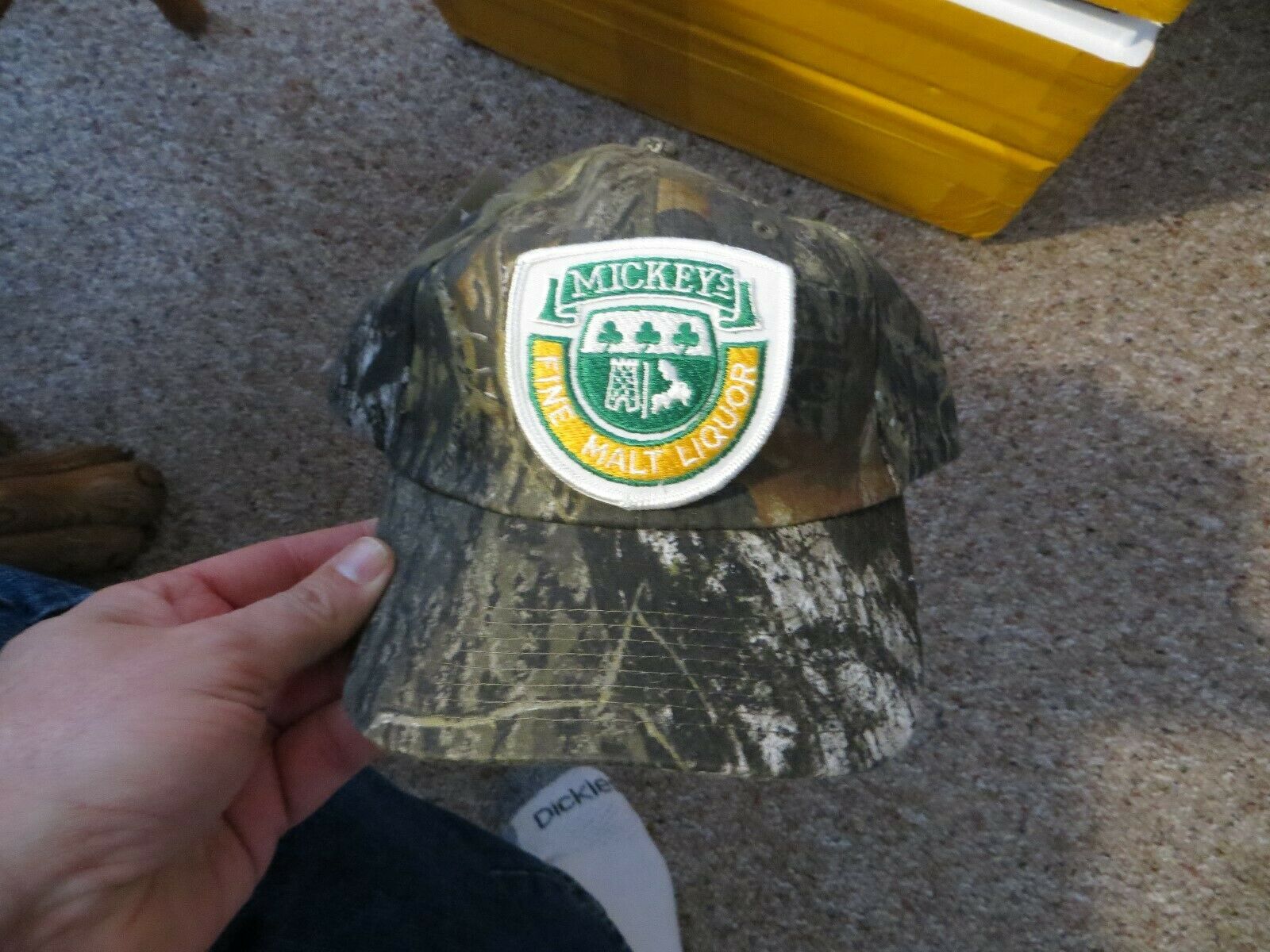 MICKEYS FINE MALT LIQUOR BEER BEER PATCH ON NEW CAMO CAP Hats