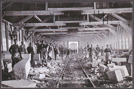 North Jay, ME &amp; NH Granite Corp. B&amp;W Postcard 1907 Workers in Cutting Shed - $14.75