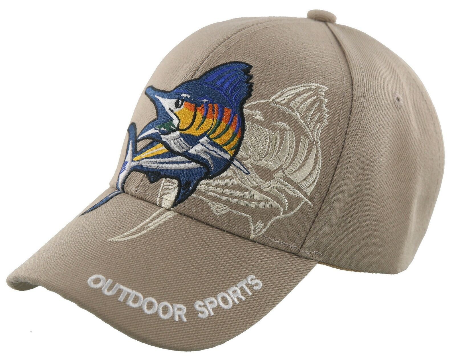 NEW! OUTDOOR SPORTS SWORDFISH FISHING MARINE BALL CAP HAT TAN Men's Hats