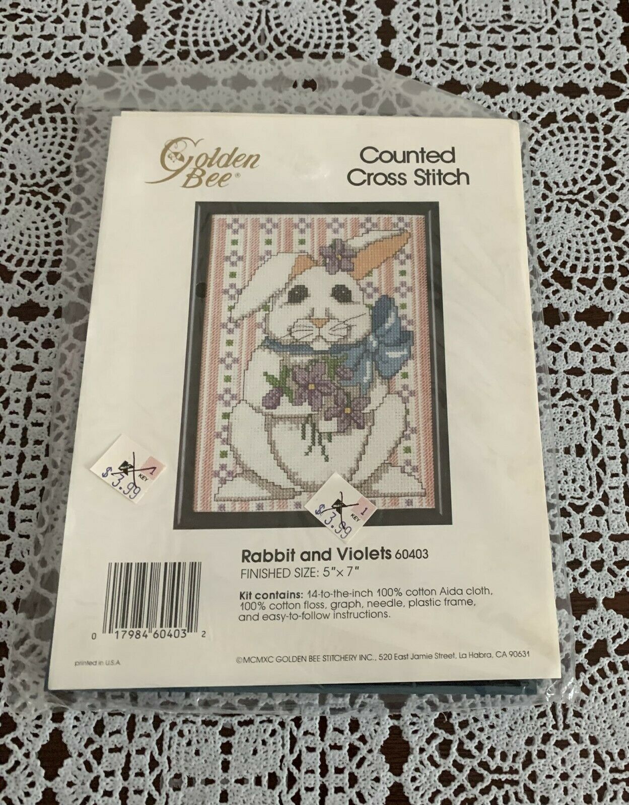 Primary image for Brand New Golden Bee Counted Cross Stitch Kit 60403 Rabbit and Violets 4 Charity