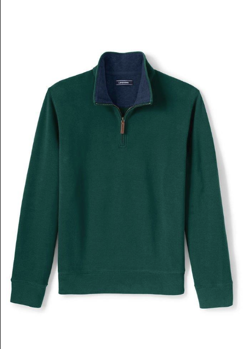 Lands End Mens Tall 1/4 Zip Pullover Sweater Pine Green XXL - Sweaters