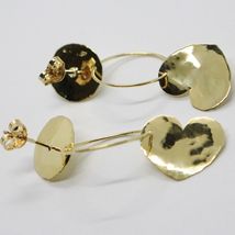 18K YELLOW GOLD FINELY WORKED AND HAMMERED PENDANT DISC CIRCLE HEART EARRINGS image 3