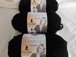 Lion Brand  Vanna's Choice Black  lot of 3 dye Lot 639039 - $16.99