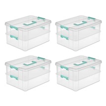 Sterilite Convenient Home 2-Tiered Layer Stack Carry Storage Box, Clear ... - $86.99