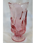 Fenton Pink Heavy 8 1/4&quot; tall Vase Ocean Waves - $69.19