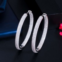 Stunning Double Sided Cubic Zirconia Big Circle Round Hoop Earrings for ... - $11.97