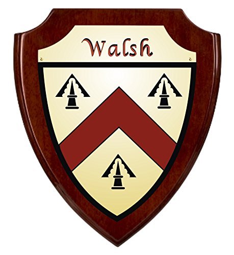 Walsh Irish Coat of Arms Shield Plaque - Rosewood Finish