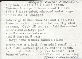 Norma Zimmer Signed Handwritten Letter & Clam Chowder Recipe image 2