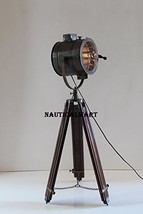 Designer Tripod Search Light Floor Lamp With Wooden Stand By NauticalMart