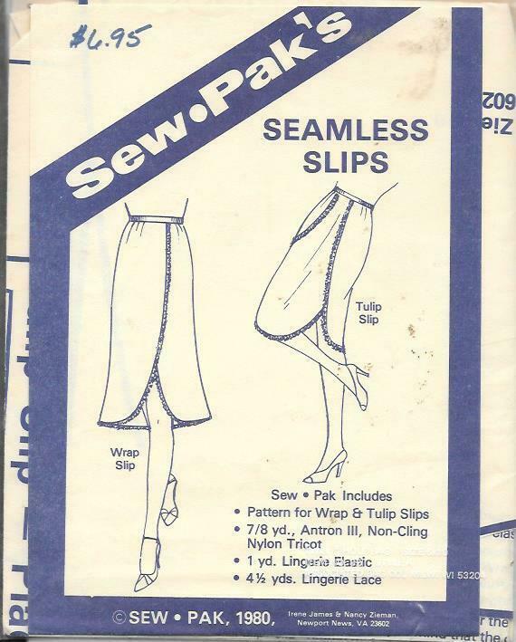 Vtg Sew Pak's - Seamless Slips - Wrap & Tulip - NEW UNCUT - $9.90