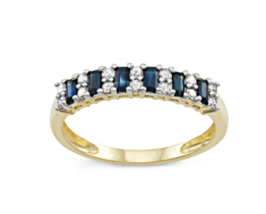 SAPPHIRE WITH DIAMOND ACCENT 10K YELLOW GOLD RING SZ 6 7 9 10 - $1,158.99