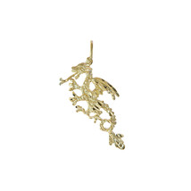 14K Yellow Gold Textured Diamond Cut Dragon Pendant - $226.71