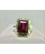 2Ct Emerald Cut CZ Pink Ruby Vintage Engagement Ring 14K Yellow Gold Finish - $106.91