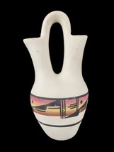 Vtg A. AHK Signed Navajo Native American Pottery Double Spout Jug Vase A... - $24.18