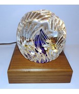 LOVELY LARGE 2011 ROLLIN KARG ART GLASS PAPERWEIGHT ON LIGHTED BARD&#39;S WO... - $222.74