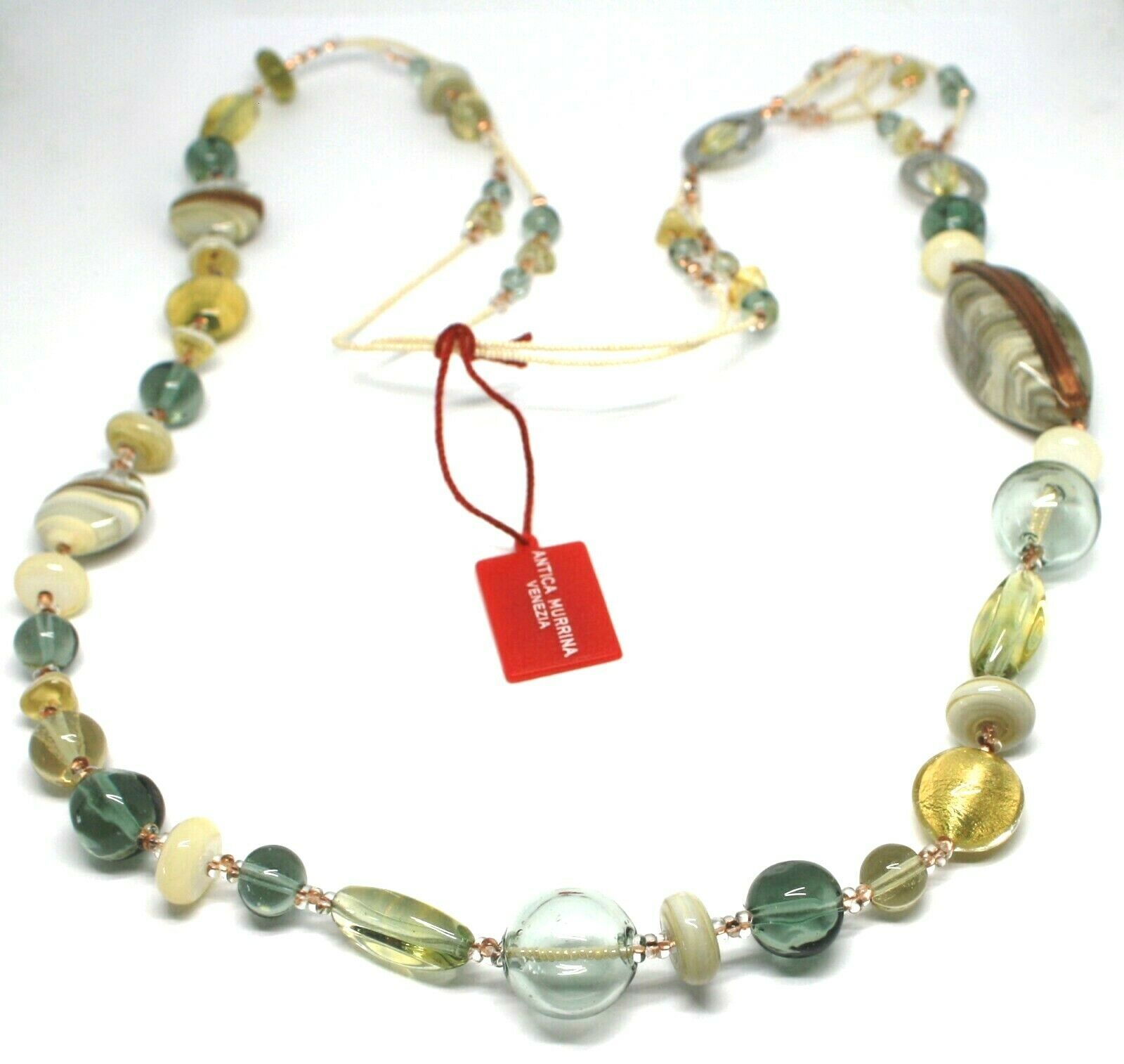 Necklace Antica Murrina Venezia, Glass Murano, Long 100 Cm, Beige 