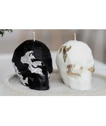 Skull Candle  gothic home Decor  skull Decor Halloween Decor  Black White Hal - $19.50