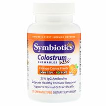 Symbiotics Colostrum Plus Orange Crème Flavor 120 Chewable Tabs Antibiotic-Free, - $27.99
