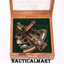 Marine Collectible Brass Working Vintage German Nautical Sextant With Wooden Box