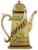 Fresh Ground Coffee and Fine Tea Faux Wood Metal Sign - $49.95