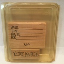 Stampin Up Dot Invitation Set of 2 Wood Mtd 1999 RSVP You're Invited Retired - $9.08