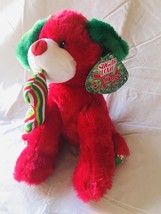 Sugar Loaf Red And Green Christmas Dog With Bone Plush 11" - $9.99