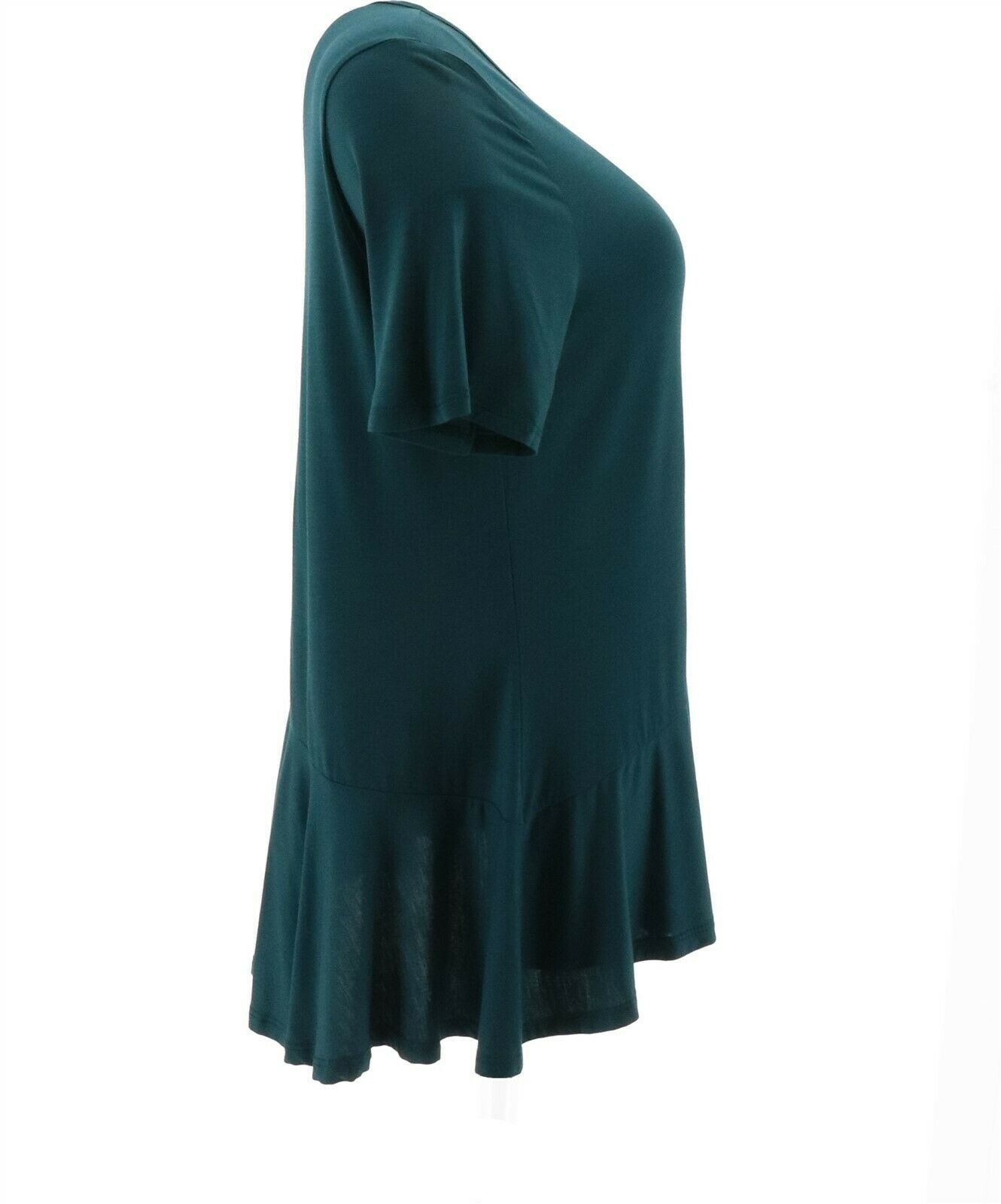 DG2 Diane Gilman Sustainable Bamboo Crossover Peplum Top Espresso L NEW 715-074