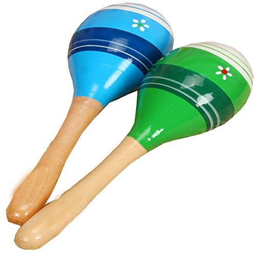 Blancho Bedding One Pair Small Wooden Rattle Handbell Sand Hammer Toy Baby Hamme