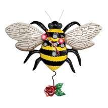 Allen Designs Honey Bee Clock Buzz With Rose Pendulum 12.8" High P1804 Bumblebee