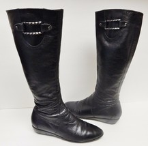 Cole Haan Air Boots Leather Riding Wedge Knee High Black Women&#39;s 6.5 B - $44.93