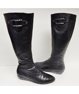 Cole Haan Air Boots Leather Riding Wedge Knee High Black Women&#39;s 6.5 B - $44.95