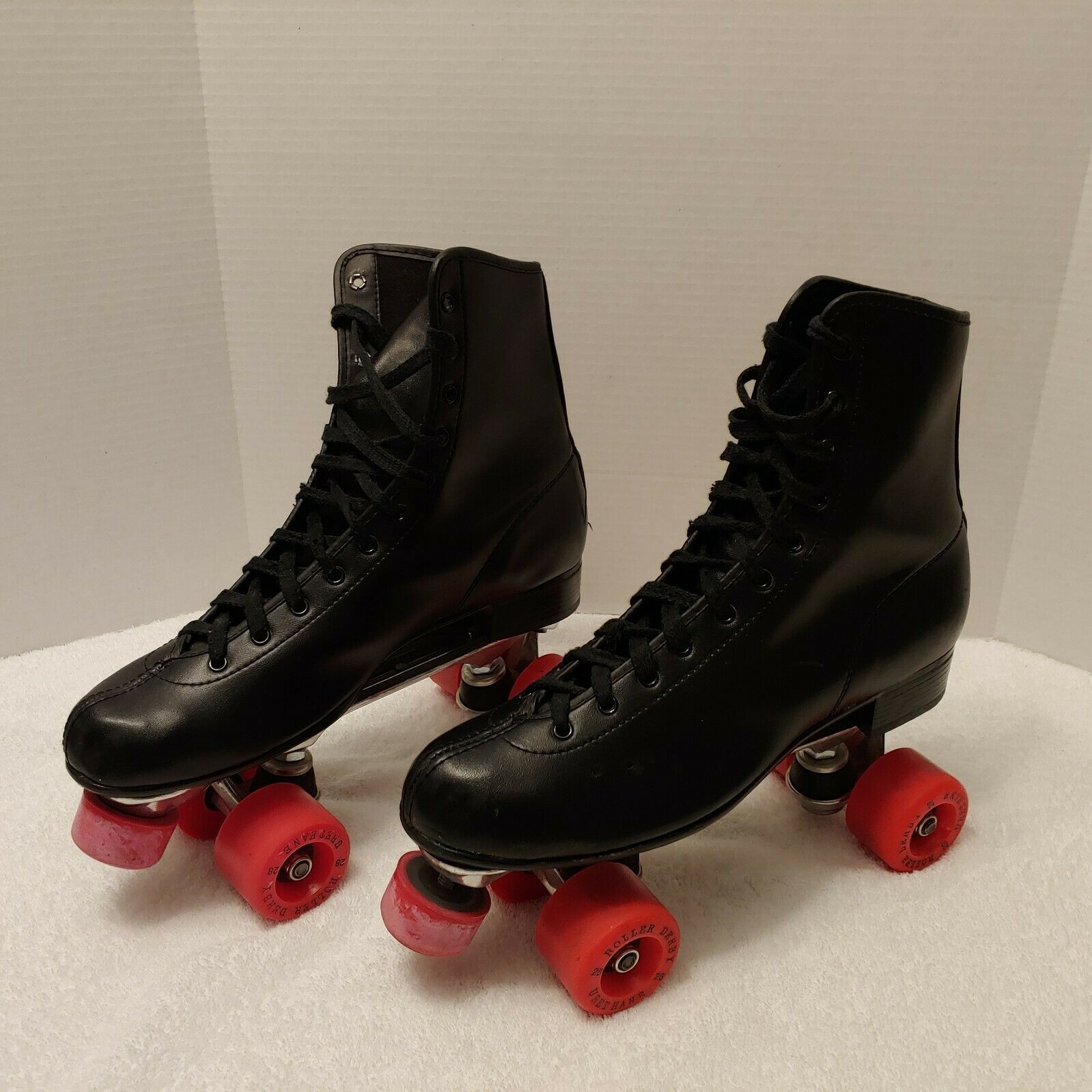 Vintage Roller Derby Speed Skates Men's Us 10 Black With Red Wheels 