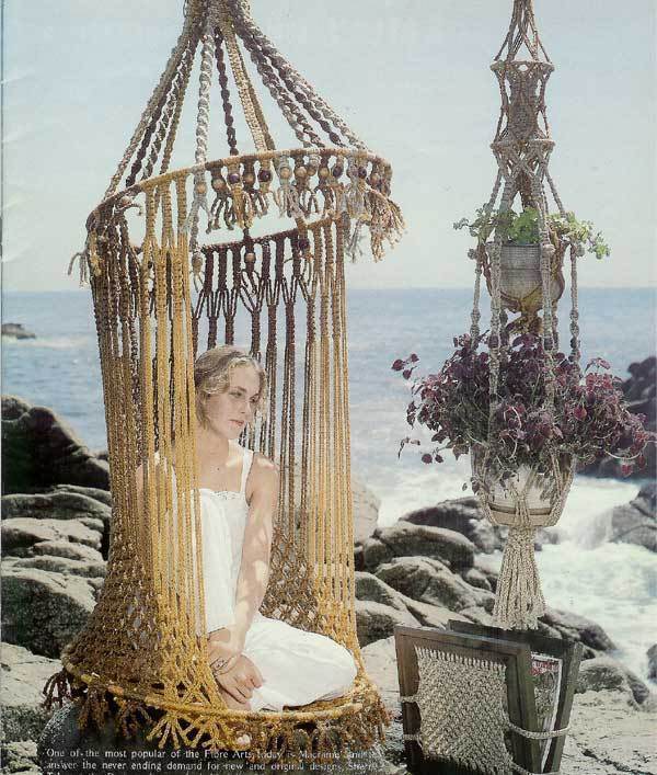 Macrame birdcage chair; bikini; butterfly shawl, hamper PATTERN BK
