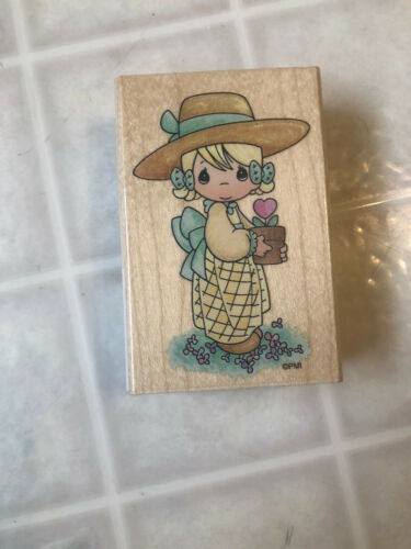 Precious Moments Love Blooms Wood Mounted Rubber Stamp Vintage 1996 Stampendous - $17.75