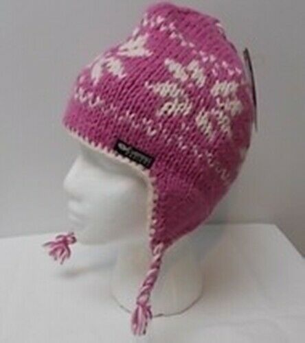 Everest Designs Kids Himalayan Winter Cap 100% Wool, Lined, Fits ages 5-12, Pink