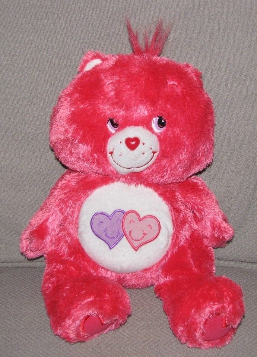 Always there care bear fluffy and floppy edition plush red pink rare ...