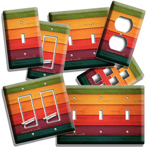 COLORFUL RAINBOW WOOD PLANKS LOOK LIGHT SWITCH PLATE OUTLET ROOM OFFICE ... - $10.22+