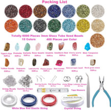 7000+ Glass & Natural Irregular Gemstone Beads w. 0.6mm Hole + Tools & Strings image 6