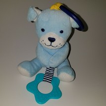 Carter's Child of Mine Blue Puppy Dog Plush Rattle Baby Crib/Stroller Clip Toy - $15.79