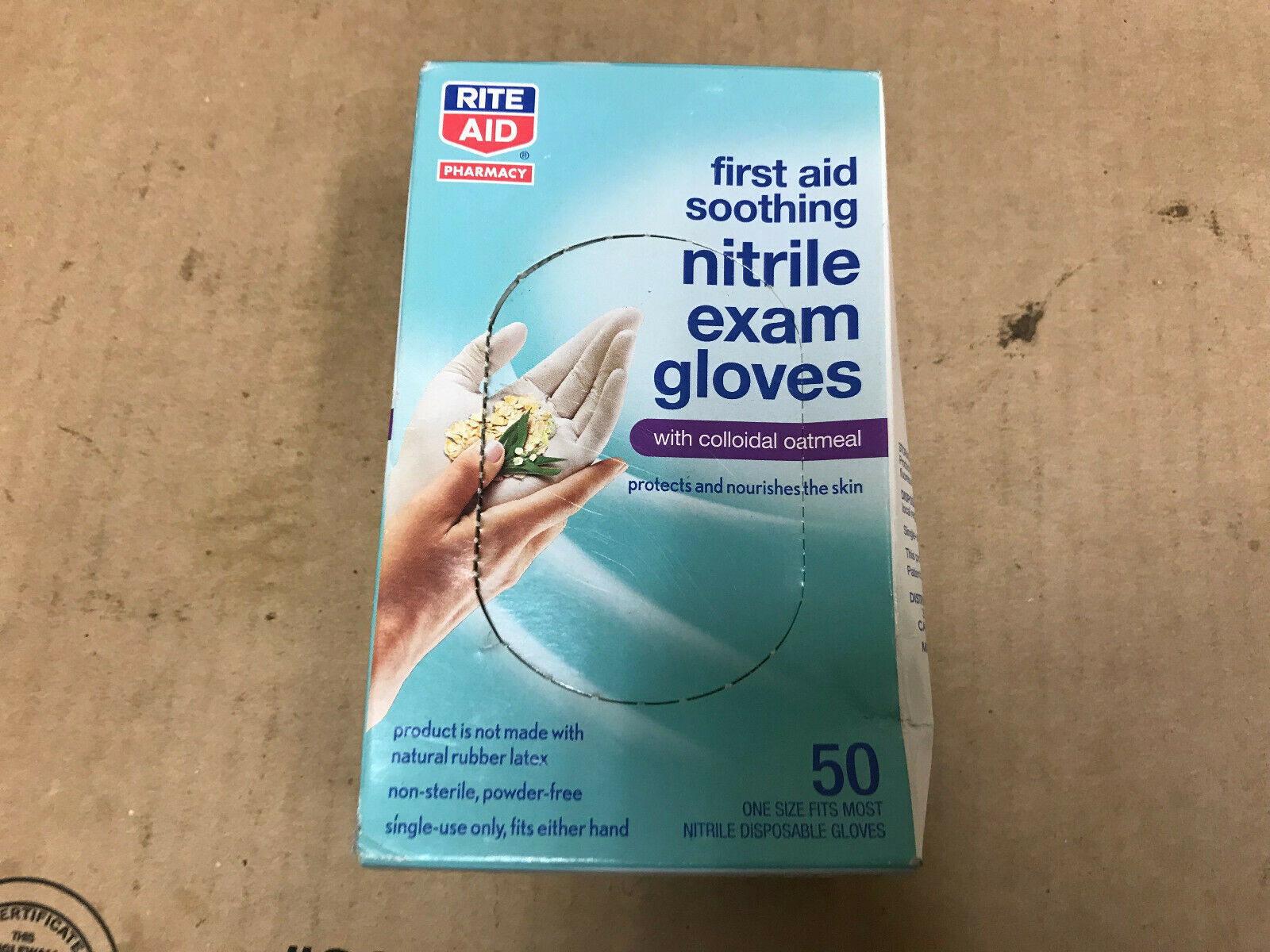 Rite Aid Nitrile Exam Glove with Oatmeal, 50 ct One Size Fits Most Gloves