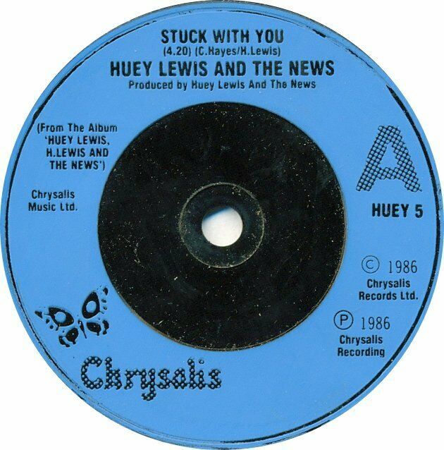 Huey Lewis And The News ‎ Stuck With You 7 Vinyl 45rpm Ps Records 1822