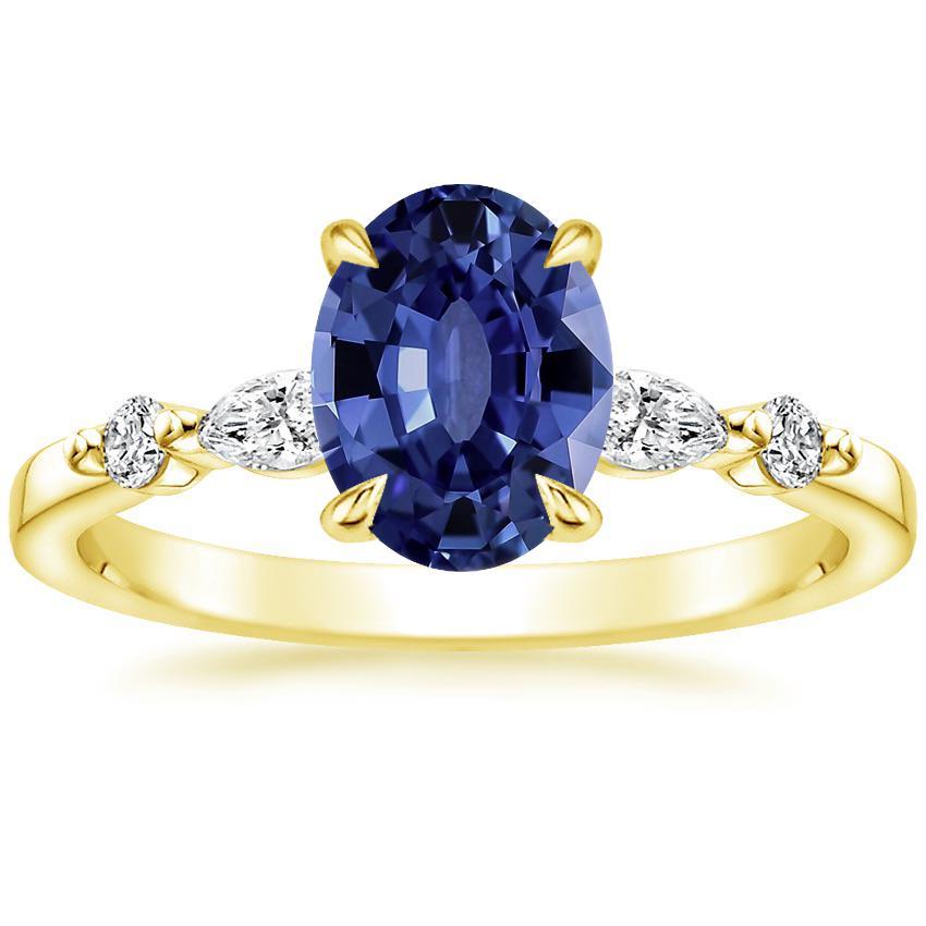 14K Yellow Gold Plated 1Ct Oval & Marquise Sapphire & Diamond ...